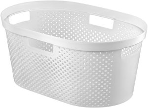 Kôš Curver® INFINITY DOTS 40L, biely, 39x59x27 cm, na bielizeň, prádlo