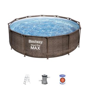 Bazén Bestway® Power Steel™ Deluxe Series™, 56709, vzor ratan, filter, pumpa, rebrík, 3,66x1,00 m