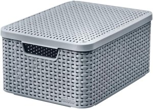 Košík Curver® STYLE M, sivý, 29,3x39,3x18,7 cm, box s vekom
