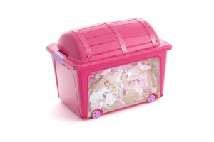 Box KIS W Box Princess, 50L, ružový, 39x57x43 cm, s vekom, s kolieskami