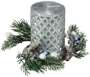 Svietnik MagicHome Vianoce, 15x15x10 cm, strieborný, sviečka