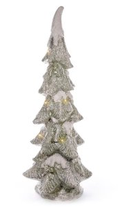 Dekorácia MagicHome Vianoce, Stromček, 10 LED žltá, keramika, interiér, 23x21x60 cm