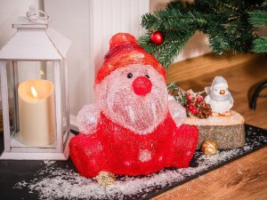 Dekorácia MagicHome Vianoce, Santa klaus, 30 LED, časovač, akryl, 3xAA, IP44, exteriér, 24x21x24 cm 