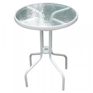 Stôl LEQ BRENDA, 72x60 cm, sklo, biely