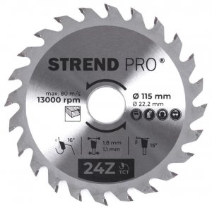Kotúč Strend Pro TCT 115x1.8x22.2 mm 24T, na drevo, pílový, SK plátkami