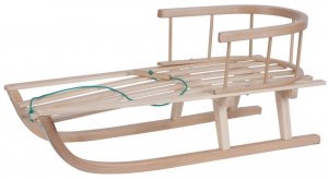 Sane 89x34x40cm, sánky drevené, s opierkou, s popruhom