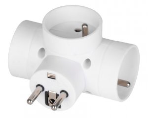Zásuvka EMOS P0024, rozbočovacia, biela, 3× 2P + PE, 230V
