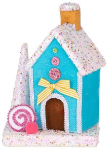 Dekorácia MagicHome Vianoce Candy Line, domček, modrý, 19x27 cm
