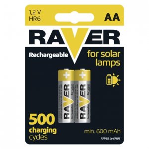 Batéria RAVER SOLAR HR6, nabíjateľná batéria, 600 mAh, 2 ks, AA tužka