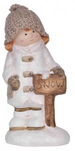 Postavička MagicHome Vianoce, Dievča stojace na platforme, terakota, 17,5 cm