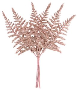 Vetvička MagicHome Vianoce, papraď, ružové zlato 19 cm, bal. 6 ks