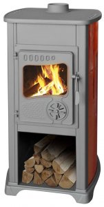 Kachle Bella Thalia, červené, bordové, 6,2kW, 120 cm, liatina/šamot