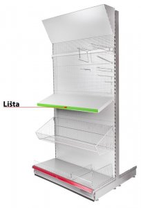 Lišta Racks H12 na cenovky, 0950 mm, zelená *M*