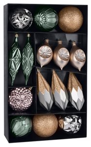 Gule MagicHome Vianoce, set, 15 ks, medeno - zelené, na vianočný stromček, 8-15 cm