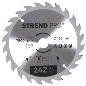 Kotúč Strend Pro TCT 165x2.2x20 mm 24T, na drevo, pílový, SK plátkami