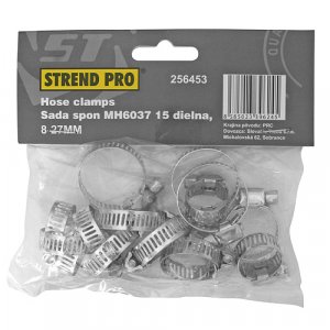 Sada upínacích spon Strend Pro HC515, 15 dielna, na hadicu, 8-27 mm