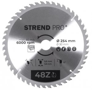 Kotúč Strend Pro TCT 254x3.0x30/20 mm 48T, na drevo, pílový, SK plátkami