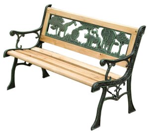 Lavička záhradná MINI JUMANJI, kov/drevo, malá, 82 x 50 x 39 cm