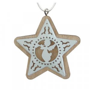 Ozdoba MagicHome Vianoce, Hviezda anjel, závesná, bal. 5 ks
