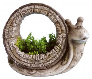 Dekoracia Gecco 9023, Slimák, kvetináč, magnesia, 29 cm
