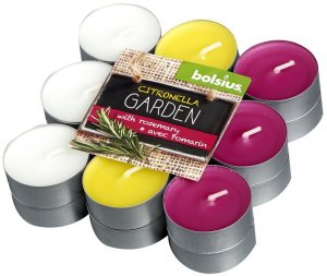 Sviečky bolsius Tealight Citronella, mix farieb, rozmarín, bal. 18 ks