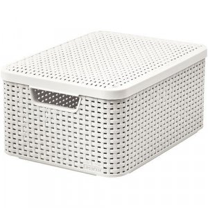 Košík Curver® STYLE2 LID M, krémový, 38x29x17 cm, s vekom