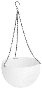 Kvetinac GDA Modern 835, visiaci, biely, 26x16cm, reťaz