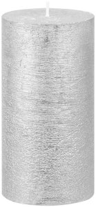 Sviečka MagicHome Vianoce, 6,9x13 cm, strieborná, metalický efekt