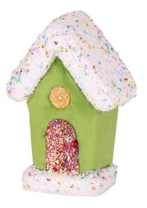 Dekorácia MagicHome Vianoce Candy Line, domček, zelený, závesný, 11x16 cm