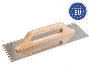 Hladítko Strend Pro Premium, s drev. rúčkou, 380x130 mm, 0,7 mm, e10mm, rovné, nerez