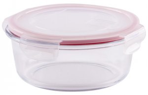 Doza MagicHome BSG3, 0950 ml, 17x7 cm, okrúhla, borosilikátové sklo/PP, Clip