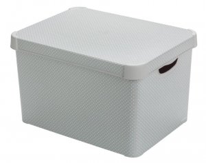 Box Curver® DECO STOCKHOLM L, Grey/dots, 40x25x30 cm