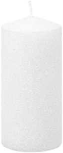 Sviečka MagicHome Vianoce, 5,5x12 cm, biela, s glitrami