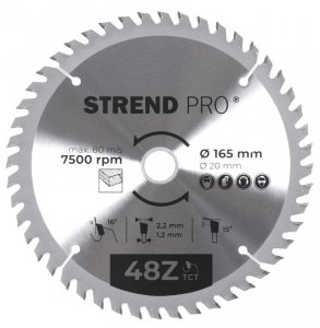 Kotúč Strend Pro TCT 165x2.2x20 mm 48T, na drevo, pílový, SK plátkami