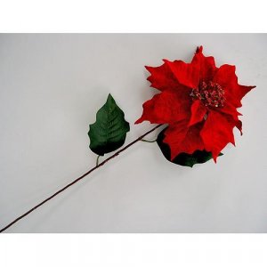 Kvet MagicHome Vianoce Poinsettia, červená, stonka, 23x75 cm, bal. 12 ks