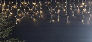 Reťaz MagicHome Vianoce Icicle, 480 LED teplá biela,  cencúľová, jednoduché svietenie, 230 V, 50 Hz, IP44, časovač, exteriér, L-12 m