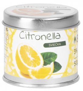 Sviečka Citronella 50 g, plechovka, bal. 12 ks, SellBox, 55x55 mm