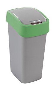 Kôš Curver® FLIP BIN 50L, šedostříbrná/zelená, na odpad