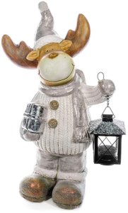 Dekorácia MagicHome Vianoce, Sob s lampášikom, keramika, 41 cm