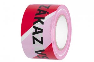 Páska Strend Pro, 75 mm/250 m, výstražná, červená/biela "ZÁKAZ VSTUPU"