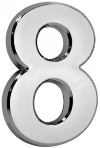 Číslo MagicHome ´8´, domové, s lepiacou páskou, strieborné, 70x100 mm, ABS