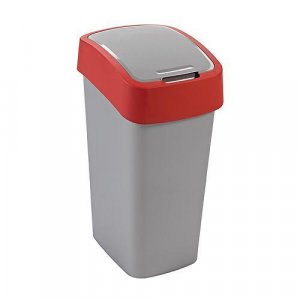 Kôš Curver® FLIP BIN 25L, šedostříbrná/červená, na odpad