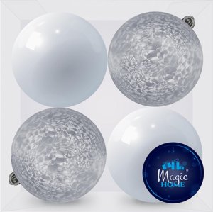 Gule MagicHome Vianoce, 4 ks, strieborné, biele, na vianočný stromček, 10 cm