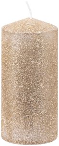 Sviečka MagicHome Vianoce, 5,5x12 cm, šampaň, s glitrami