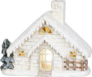 Dekorácia MagicHome Vianoce, Domček s komínom, keramika,, 40 cm, LED