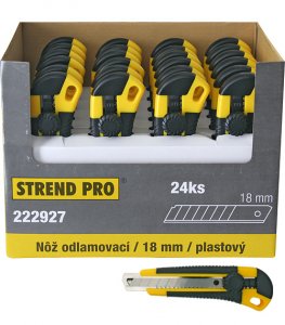 Nôž Strend Pro UKBOX-85, 18 mm, odlamovací, plastový, Sellbox 24 ks
