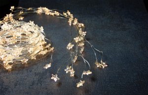 Reťaz MagicHome Vianoce Twisted Stars, 180 micro star LED teplá biela, jednoduché svietenie, 230V, 5