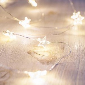 Reťaz MagicHome Vianoce Micro Star, 20 LED teplá biela, jednoduché svietenie, 3xAA, interiér, L-1,90