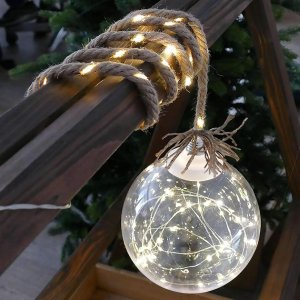 Reťaz MagicHome Vianoce Balldeco, žiarovky, lano, 50 mLED teplá biela, 3xAA, IP20, interiér, L-0,50 