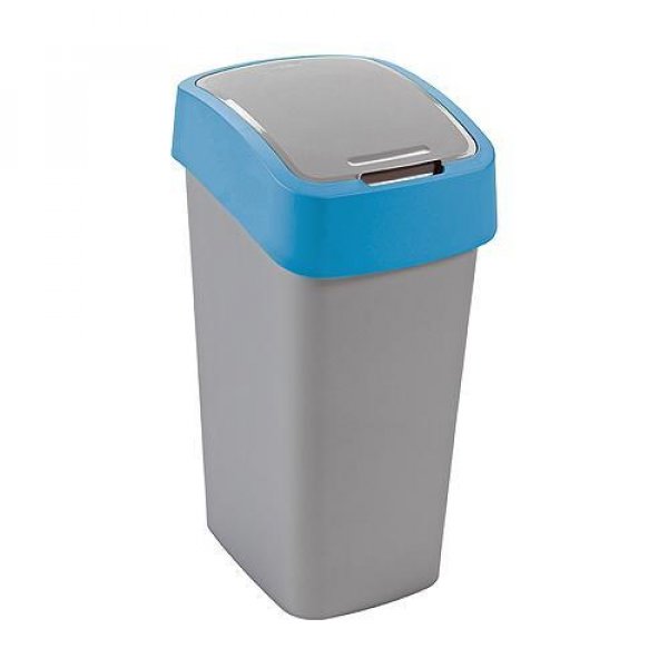 Kôš Curver® FLIP BIN 10L, šedostříbrná/modrá, na odpad